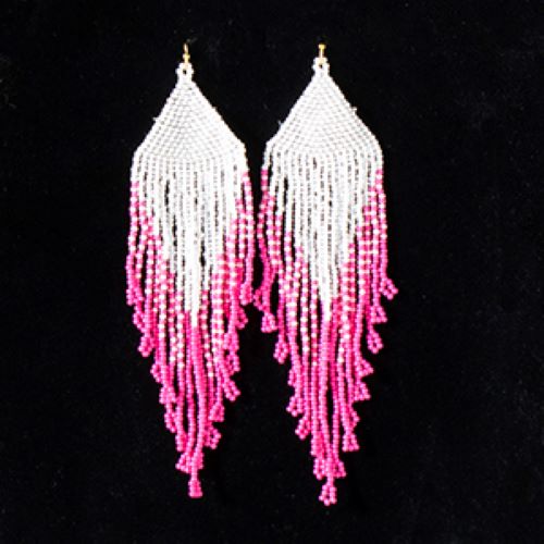 Silver Strike Hot Pink Beaded Women's Statement Earrings D4600115029