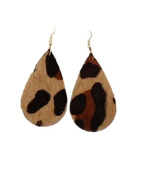 Silver Strike Leopard Print Teardrop Earrings DE0475TG