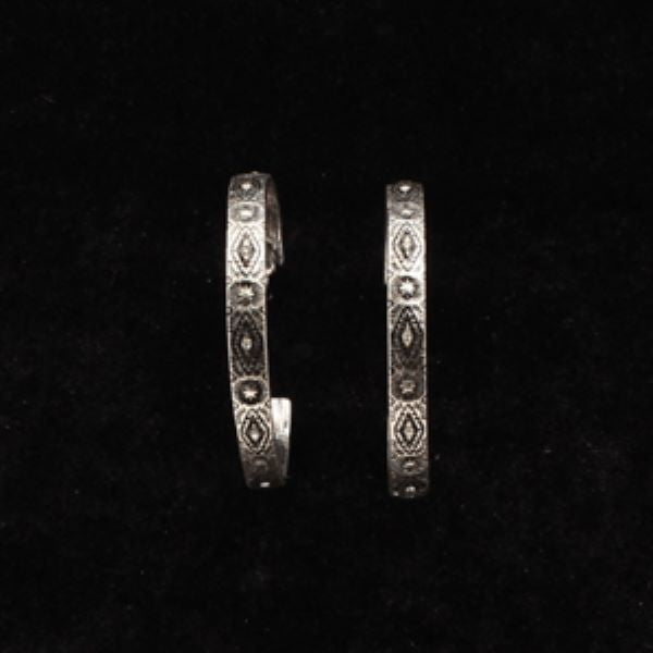 Silver Strike Women's Aztec Engraved Hoop Earrings DE386SBCL
