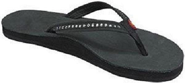 Single Layer Narrow Strap Swarovski Crystals Womens Rainbow Sandals