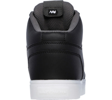 Skechers Energy Lights Hi Black Leather Kids Skate 90600-BLK