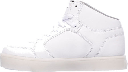 Skechers Energy Lights Hi White Leather Kids Skate 90600-WHT