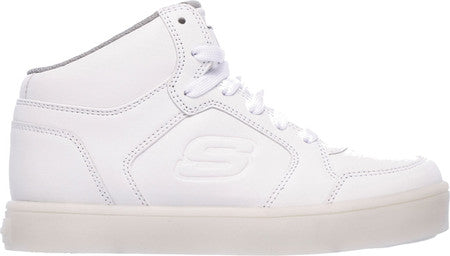 Skechers Energy Lights Hi White Leather Kids Skate 90600-WHT