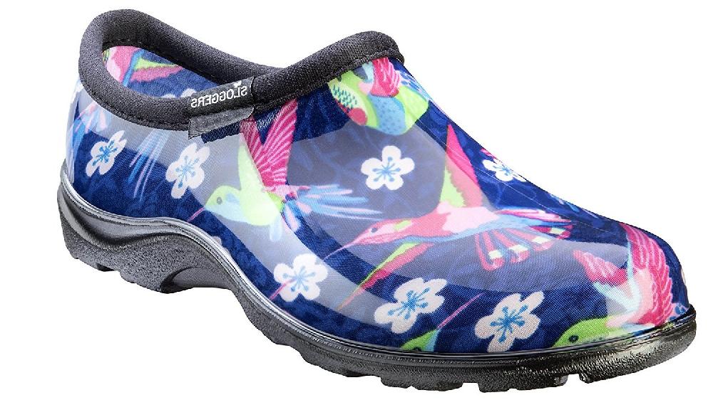 Slogger Hummingbird Blue Pink Rain & Garden Wateproof Womens Comfort Shoes 5117HUMPK