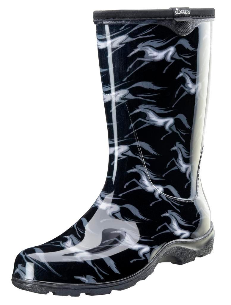 Slogger Wild Horses Black Womens Rain & Garden Boots 5021