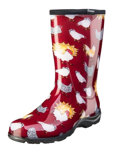 Sloggers Chicken Barn Red Ladies Mid Calf 10 inch Rain and Garden Boots 5016CBR