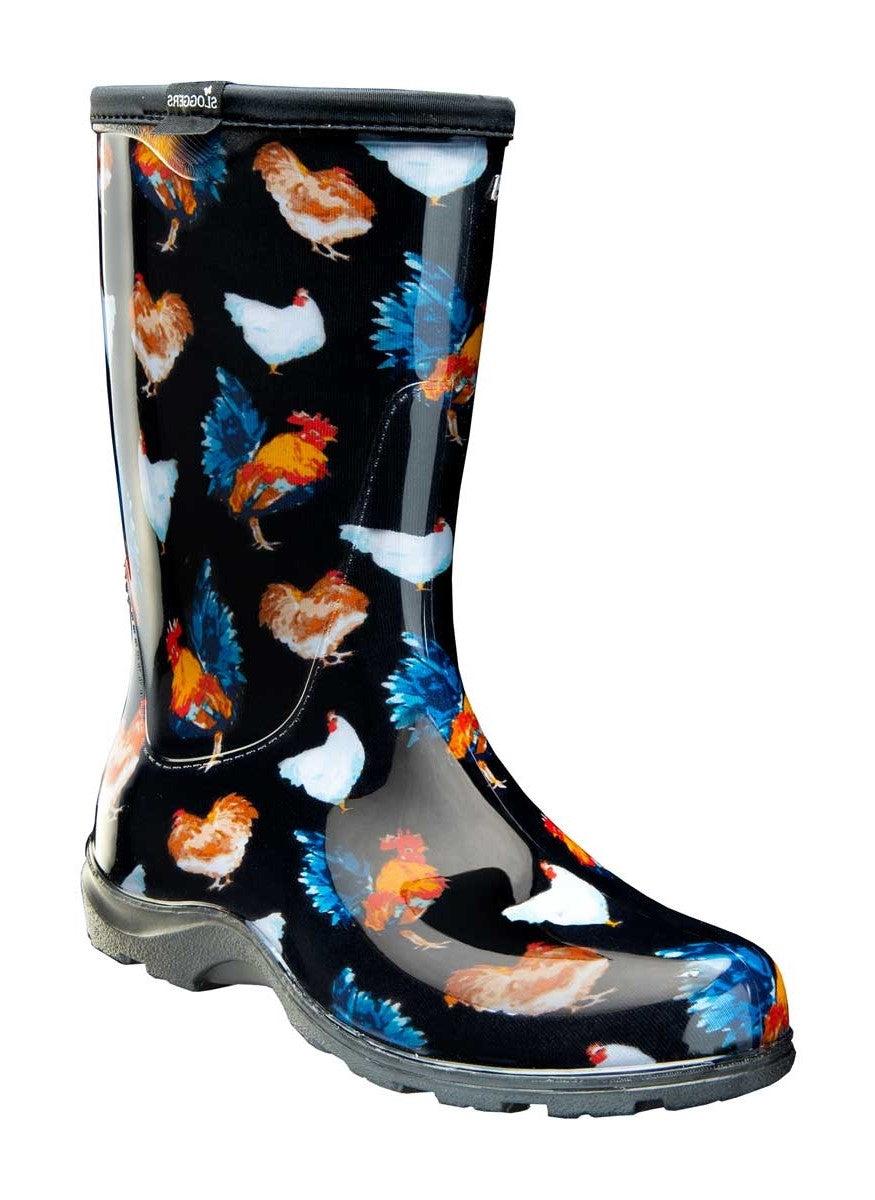 Sloggers Classic Chicken Black Women's Rain & Garden Boots 5021CHBK