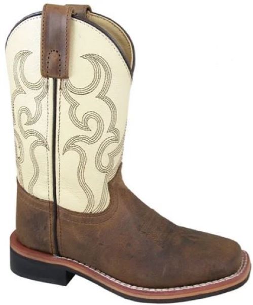 Smoky Mountain Boots Brown/Cream Scout Square Toe Leather Children's Western Boots Sizes 8.5-3 3705-C