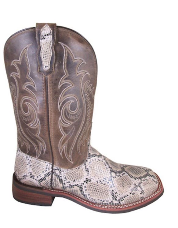 Smoky Mountain Brown Diamondback Snake Print Foot Leather Men's Wide Square Toe Western Boots 4114-SM