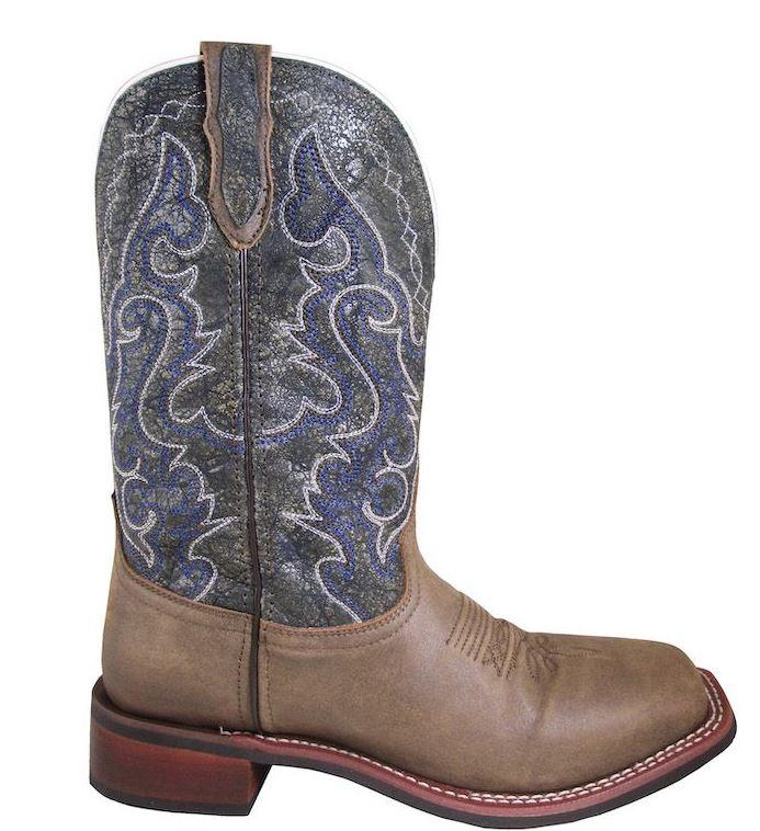 Smoky Mountain Brown Dist./Vint Charcoal/Blue Odessa Men's Square Toe Western Boots 4212-SM