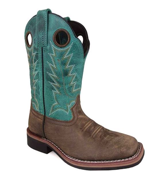 Smoky Mountain Brown Distress/Turquoise Leather Youth sized Boots 3851Y