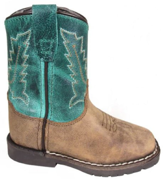 Smoky Mountain Brown Distressed/Turquoise Autry Toddler Boots 3056T