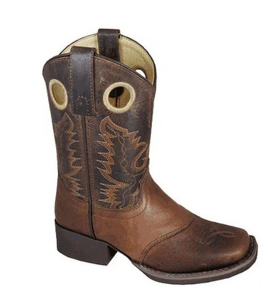 Smoky Mountain Brown Embossed Luke Round Toe Wide Square Toe Youth Size Boots (Sizes 3.5-7) 2481Y-SM