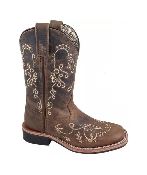 Smoky Mountain Brown Waxed Distress Marilyn Youth sized Western Boots 3845Y