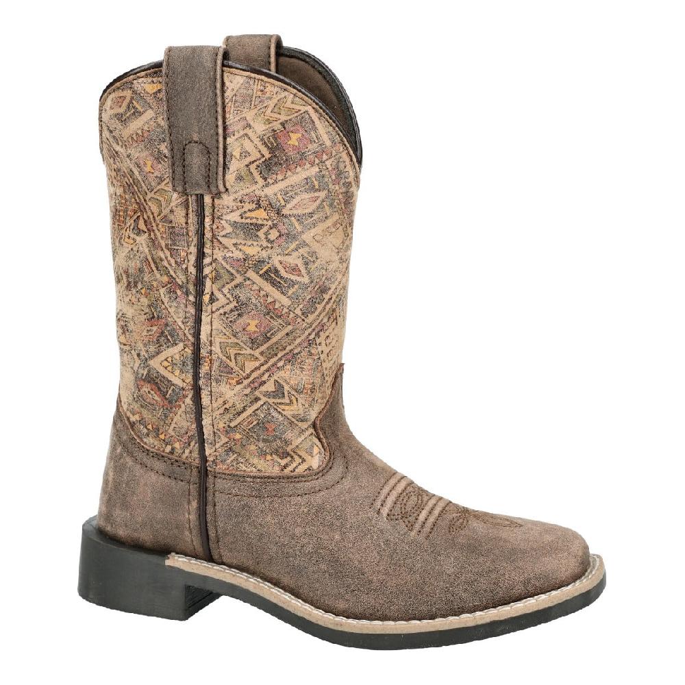 Smoky Mountain Chocolate Oasis with Tan Aztec Top Kids Square Toe Western Boots 3413C ( Sizes 9.5-3)