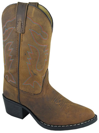 Smoky Mountain Dakota J Toe Brown Distressed Kids Western 3530C