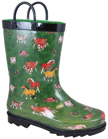 Smoky Mountain Green Horse Waterproof Kids Rain Boots 2769