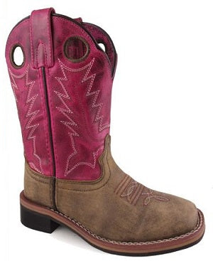 Smoky Mountain Tracie Brown and Pink Leather Childrens Square Toe Boot 3920C