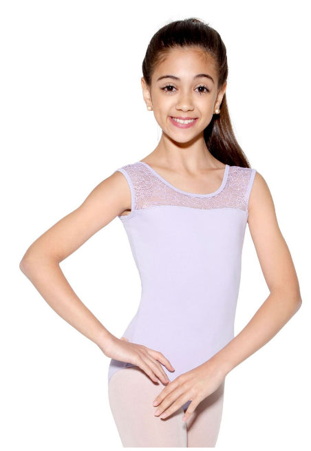 So Danca Lilac Cozy Rosie Child Floral Lace Tank Leotard D-573-LTLILAC