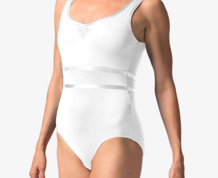 So Danca White Tank Pinch Front Leotard with Empire Waist L-1585-WHITE