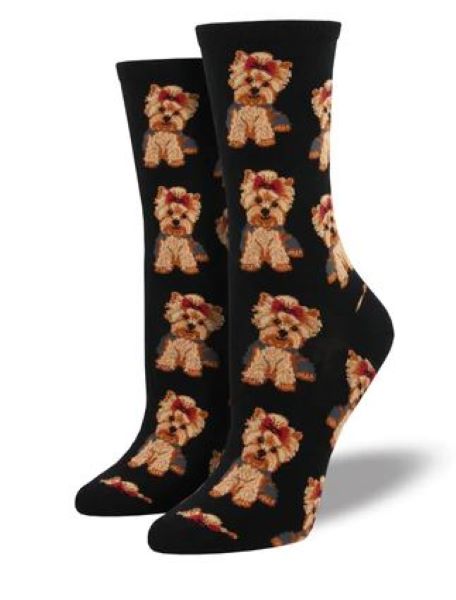 SockSmith Black Womens Yorkies Socks WNC466-BLK