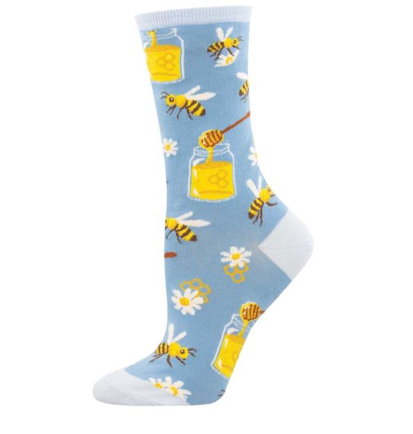Socksmith Blue Bee My Honey Women's Crew Socks WNC2271-BLU