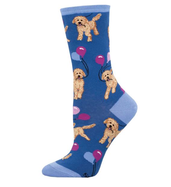 Socksmith Blue Doodle Party Women's Crew Socks WNC2976-BLU