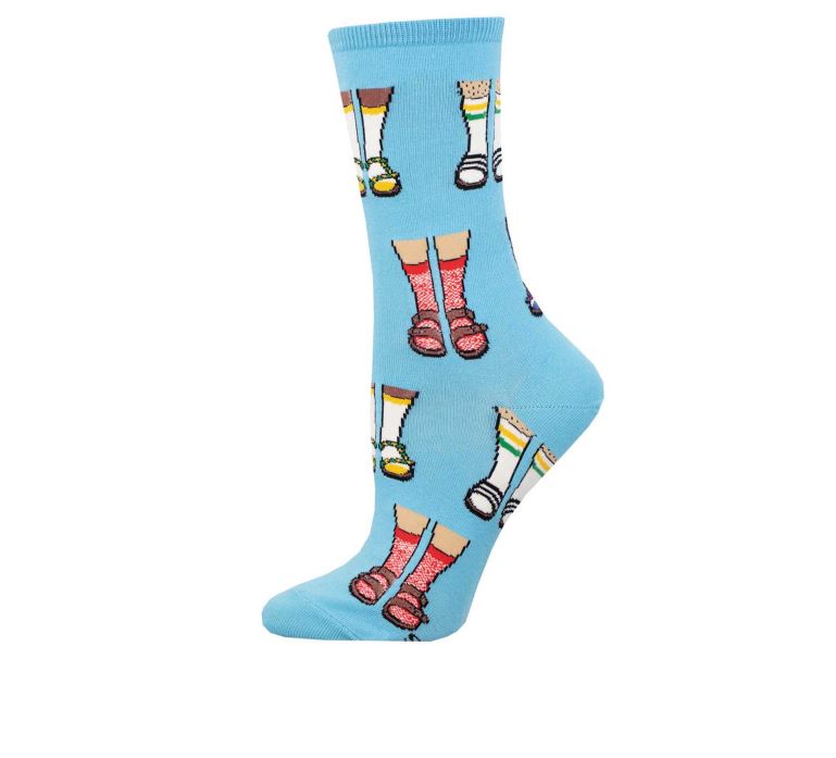 Socksmith Blue Socks and Sandals Women's Crew Socks WNC3248-BLU