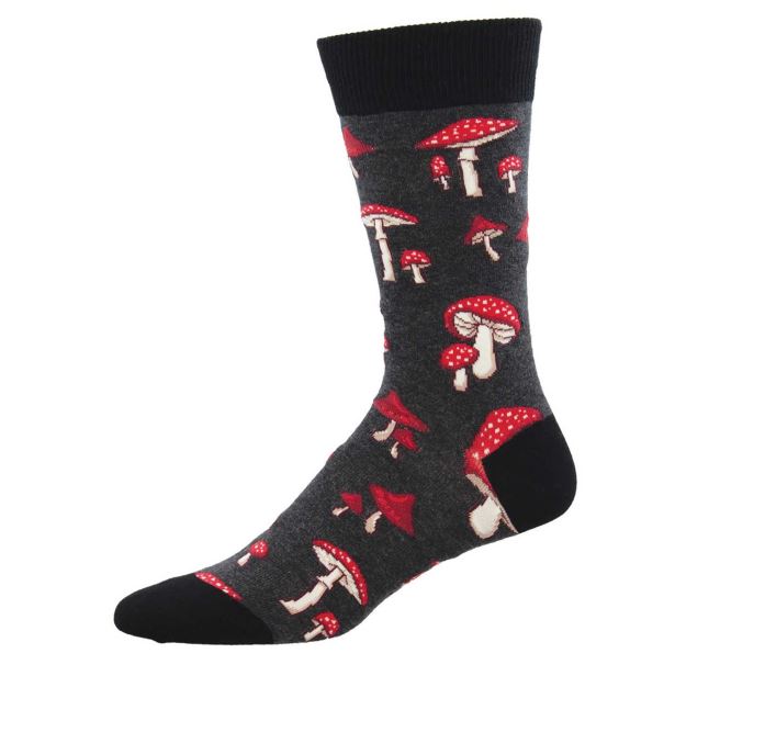 Socksmith Charcoal Pretty Fly for a Fungi Men's Crew Socks MNC2429-CHH