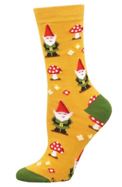 Socksmith Gold Gnome More Mushrooms Women's Socks WBN2997-GOL