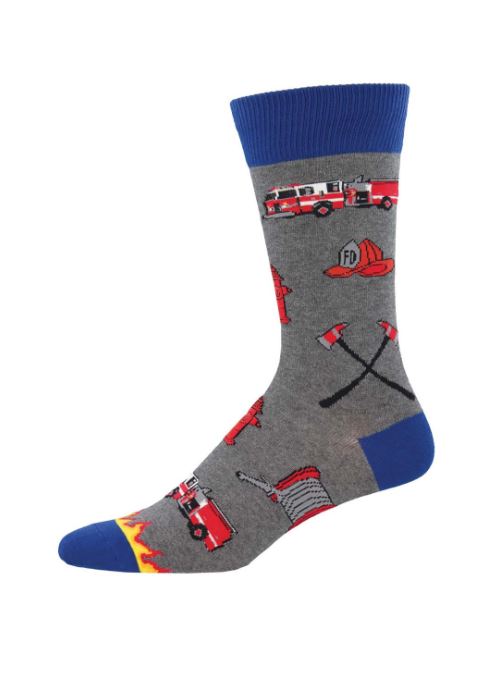 Socksmith Gray Heather Firefighter Men's Crew Socks MNC813-HEG