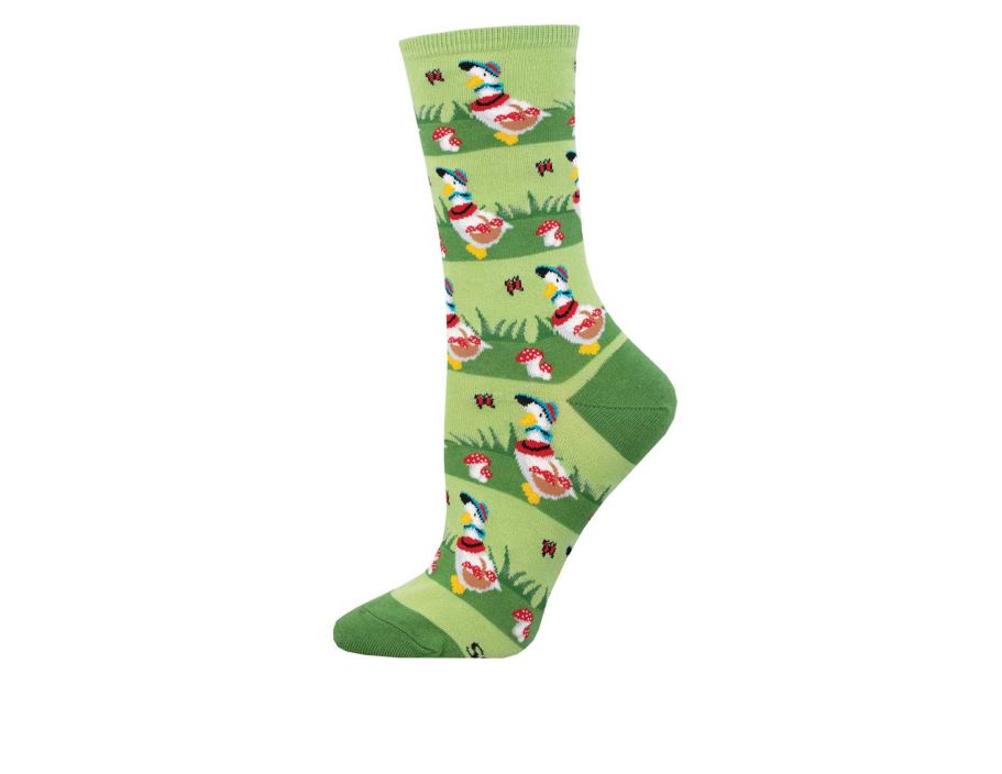 Socksmith Green Foraging Goose Women's Crew Socks WNC3262-GREEN