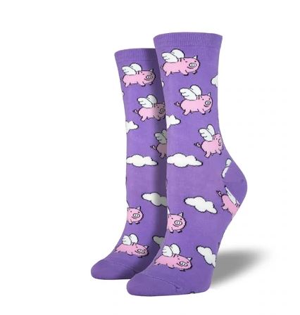 SockSmith Lavender When Pigs Fly Womens Socks SSW1355-LVD