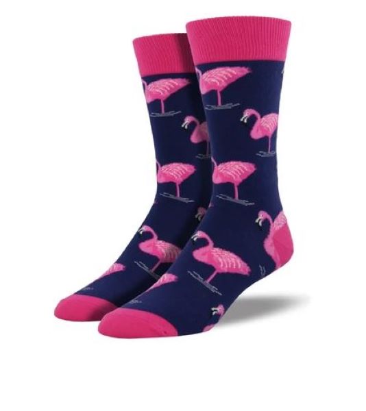 Socksmith Navy with Pink Flamingo Mens Socks MNC605-NAV