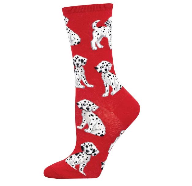 Socksmith Red Dalmation Station Women's Crew Socks WNC2803-RED