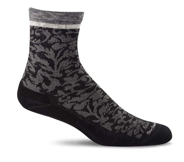 SockWell Black Womens Plantar Cush Crew Compression Socks SW32W