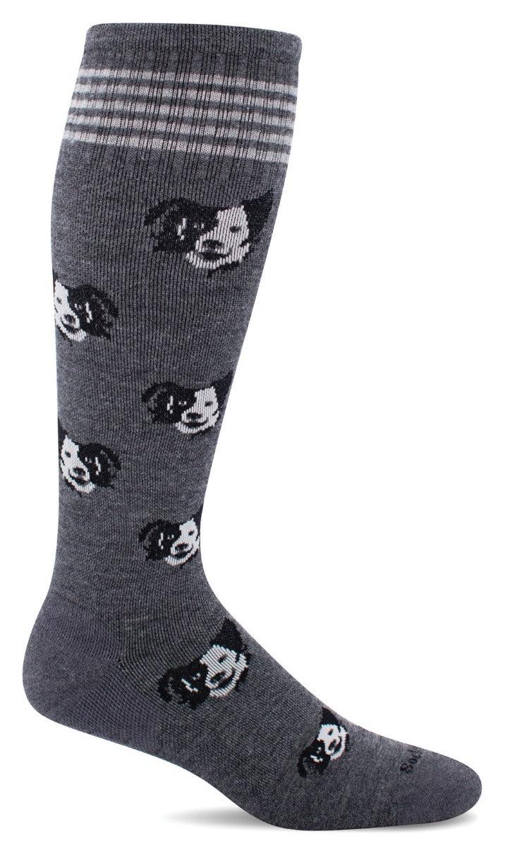 SockWell Canine Cuddle Charcoal Moderate Graduated Womens Compression Socks SW97W