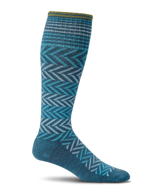 SockWell Teal Womens Chevron Graduated Compression Socks SW7W-480