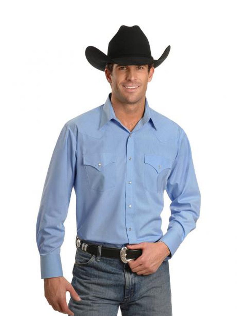 Solid Long Sleeve Traditional Western Mens Shirts 15201905