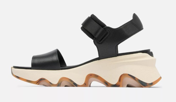 Sorel Black/Chalk Kinetic Impact Y-Strap High Women's Wedge Sandals 2030461013