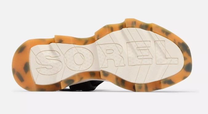 Sorel Black/Chalk Kinetic Impact Y-Strap High Women's Wedge Sandals 2030461013