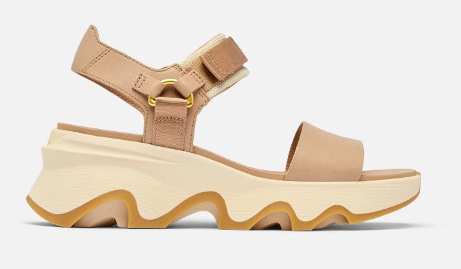 Sorel Honest Beige/Honey White Kinetic Impact Y-Strap High Women's Wedge Sandals 2030461247