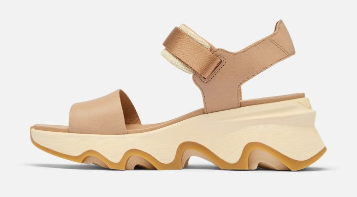 Sorel Honest Beige/Honey White Kinetic Impact Y-Strap High Women's Wedge Sandals 2030461247