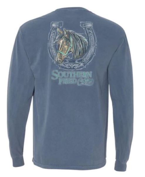 Southern Fried Cotton Blue Jean color Let There be Cowgirls Longsleeve T-Shirt SFM31961