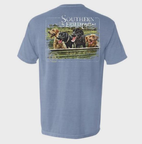 Southern Fried Cotton Ice Blue Boat Load of Dogs T-Shirt SFM11849