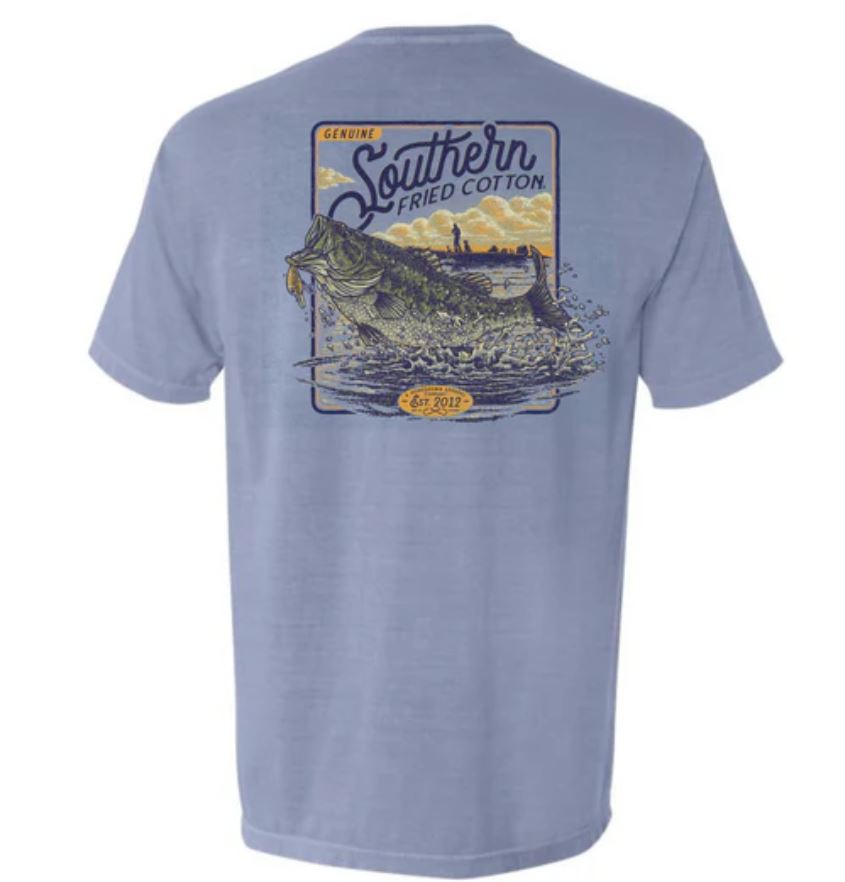 Southern Fried Cotton Ice Blue Hooked Short Sleeve T-Shirt SFM12068