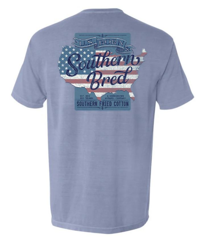 Southern Fried Cotton Ice Blue US Born Short Sleeve Tshirt SFM12050