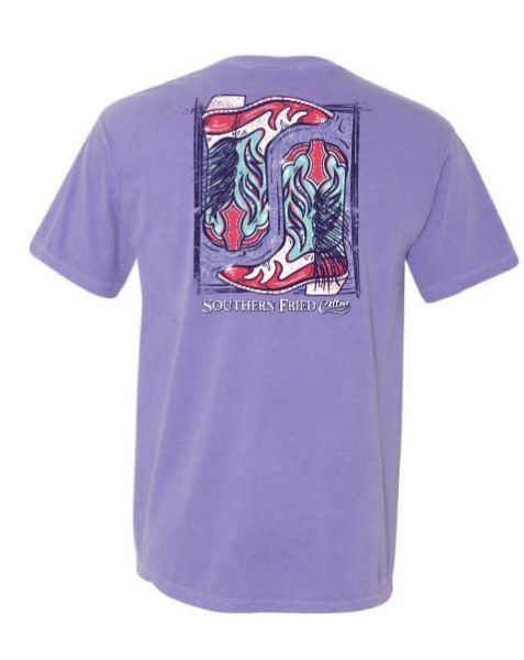 Southern Fried Cotton Violet Better In Boots Tee SFM11867