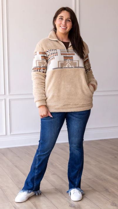 Southern Grace Beige And Aztec Womens Sherpa 9111E