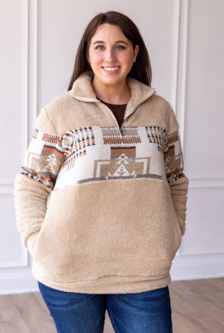 Southern Grace Beige And Aztec Womens Sherpa 9111E